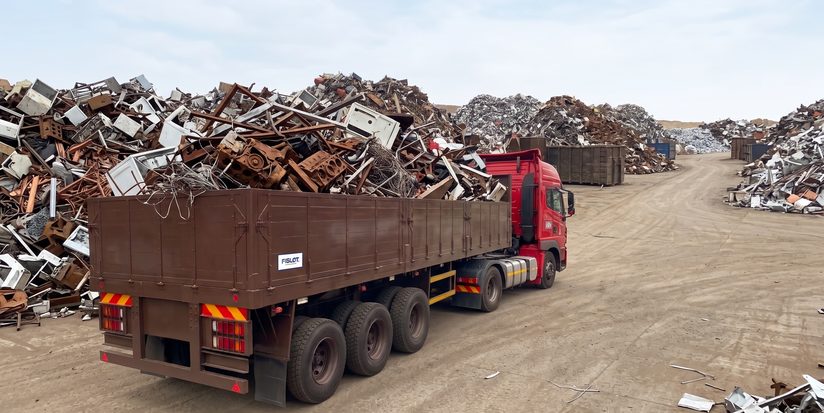 Scrap Metal Lorry working in a scrap metal recycling facility